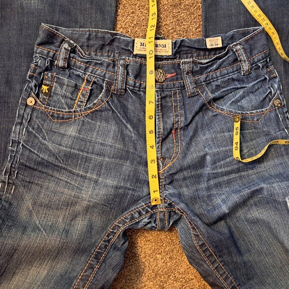Mek Denim Moscow Slim Boot Distressed Jeans W/ Embroidered Pockets&Button Fly - Picture 10 of 13